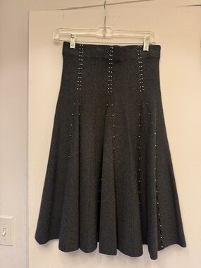 Dark Gray A-Line Studded Midi Skirt